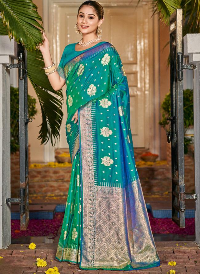 Silk Green Party Wear Weaving Saree